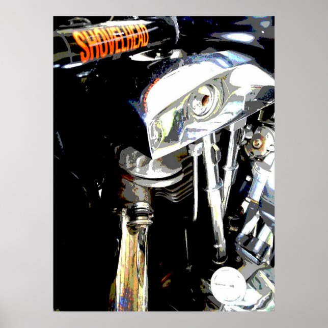 View of the Classic Shovelhead Harley Motor Poster (Front)