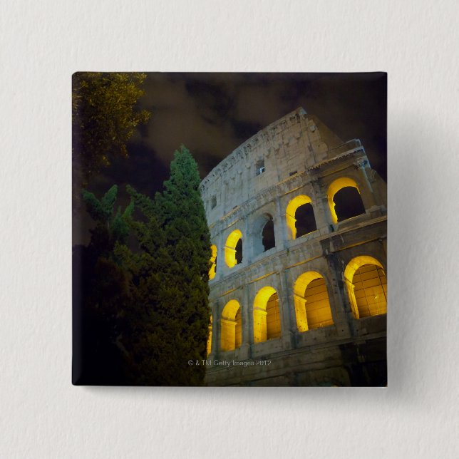 View of the Coloseum in Rome at night Pinback Button (Front)