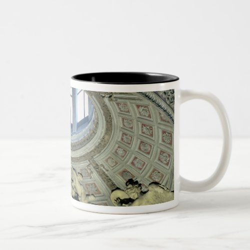 View of the cupola with angel musicians Two_Tone coffee mug