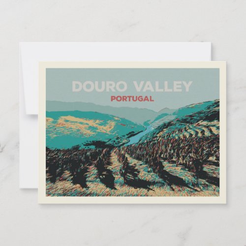 View of the Douro valley illustration Portugal Postcard