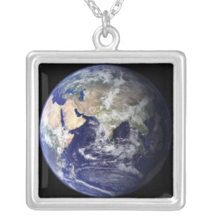 View of the Earth from space Silver Plated Necklace