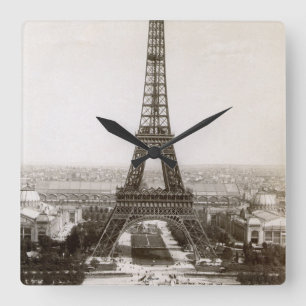View Of The Eiffel Tower, 1900 Square Wall Clock