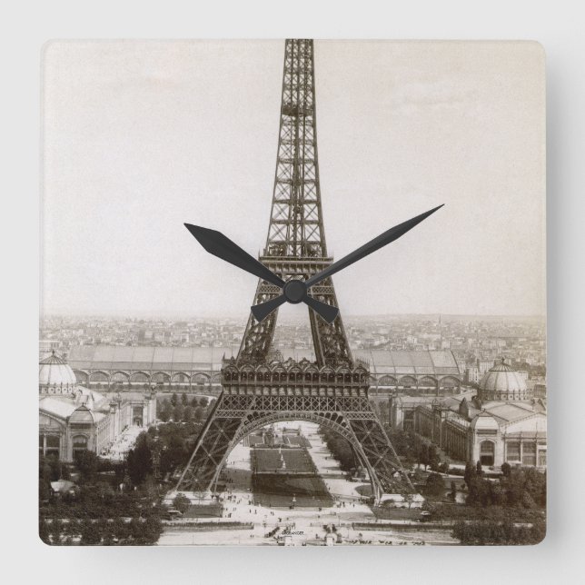 View Of The Eiffel Tower, 1900 Square Wall Clock (Front)