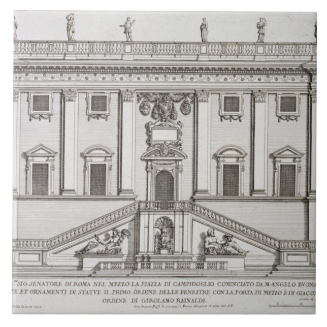 View of the facade of Palazzo Senatorio in Piazza Tile (Front)