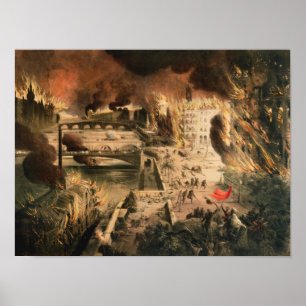 View of the Fires in Paris during the Commune Poster