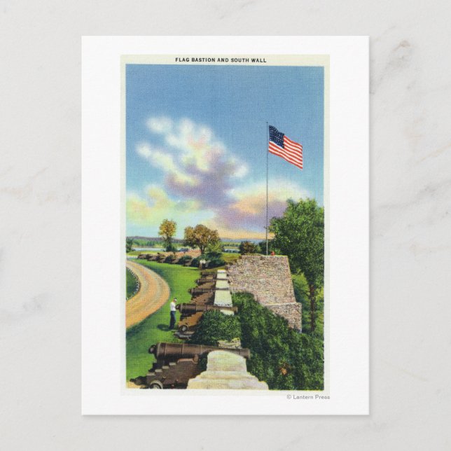 View of the Flag Bastion and South Wall Postcard (Front)