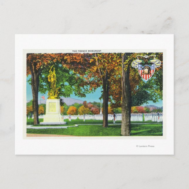 View of the French Monument, Soldiers in Postcard (Front)