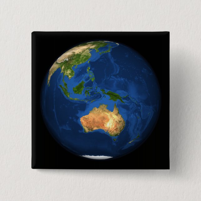 View of the full Earth showing Indonesia, Ocean Pinback Button (Front)