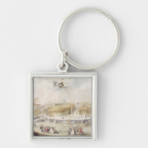 View of the Gardens and the Chateau of Versailles Keychain