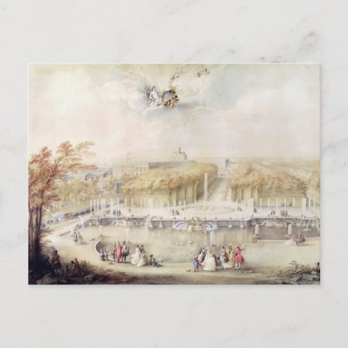 View of the Gardens and the Chateau of Versailles Postcard