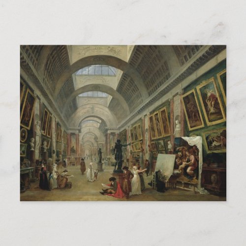 View of the Grand Gallery of the Louvre 1796 Postcard