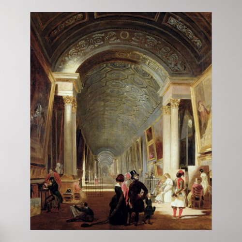 View of the Grande Galerie of the Louvre 1841 Poster