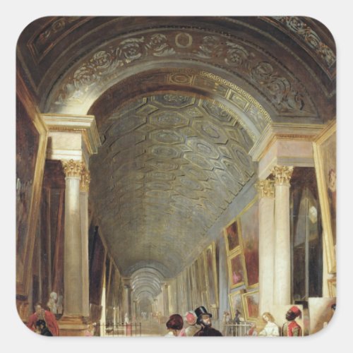 View of the Grande Galerie of the Louvre 1841 Square Sticker
