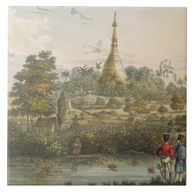 View of the Great Dagon Pagoda at Rangoon from the Ceramic Tile (Front)