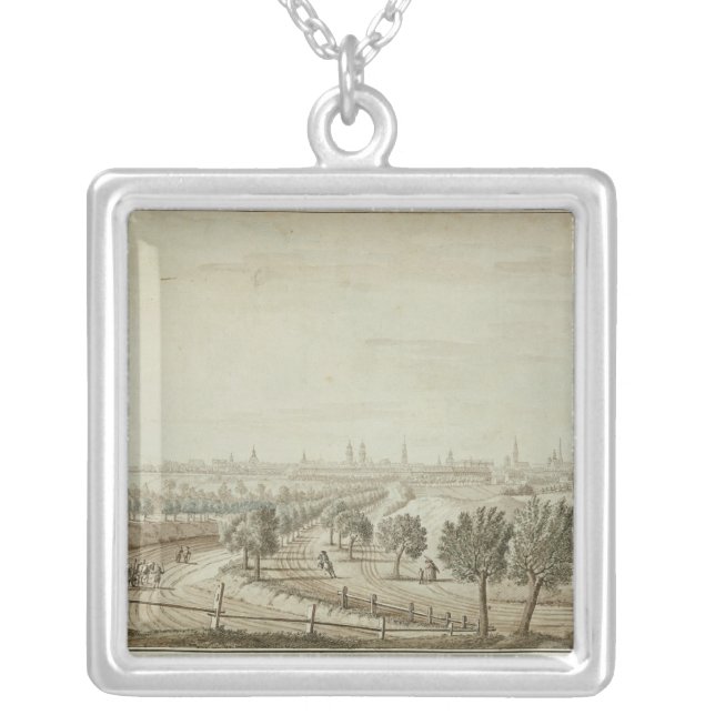 View of the Hallesch Gate Silver Plated Necklace (Front)