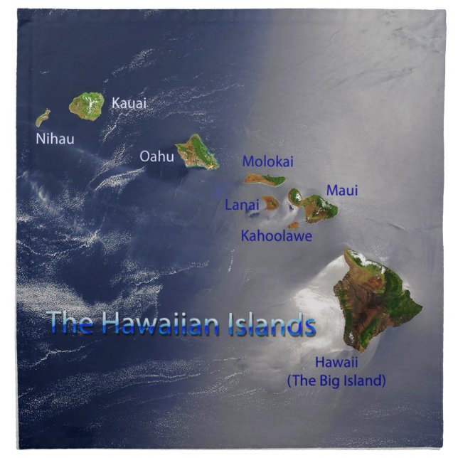 View of the Hawaiian Islands Cloth Napkin (Front)