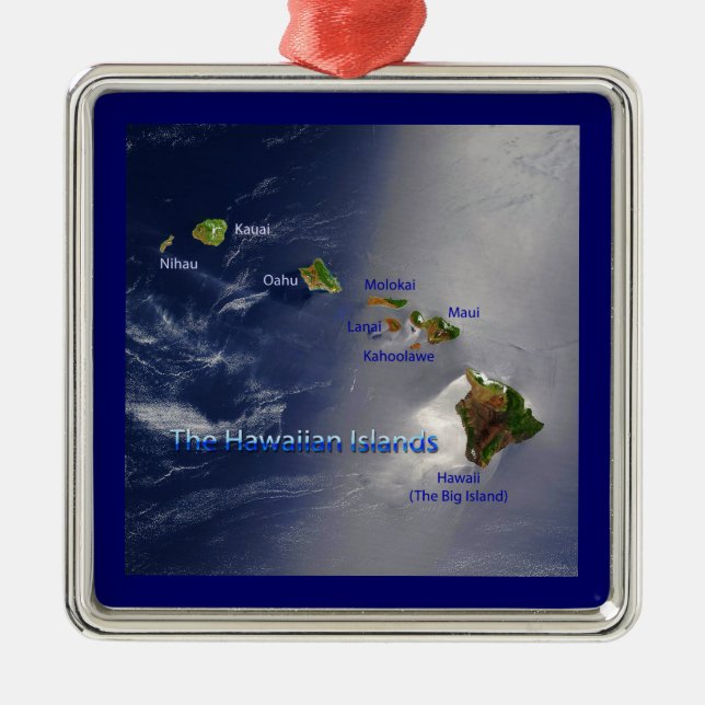 View of the Hawaiian Islands Metal Ornament (Front)
