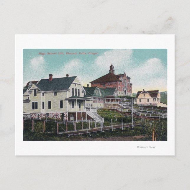 View of the High School Hill, Residences Postcard (Front)