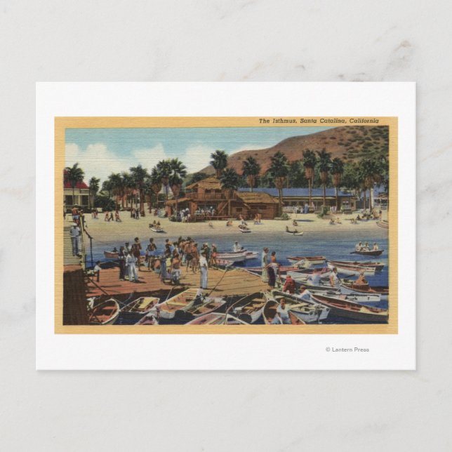 View of the Isthmus Harbor w/ Swimmers Postcard (Front)