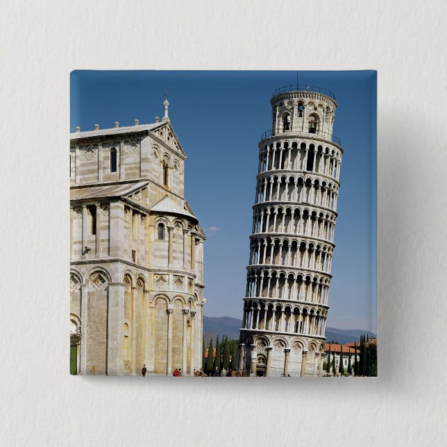 View of the Leaning Tower Pinback Button (Front)