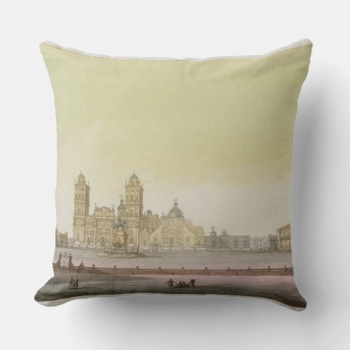 View of the main square in Mexico City colour eng Throw Pillow