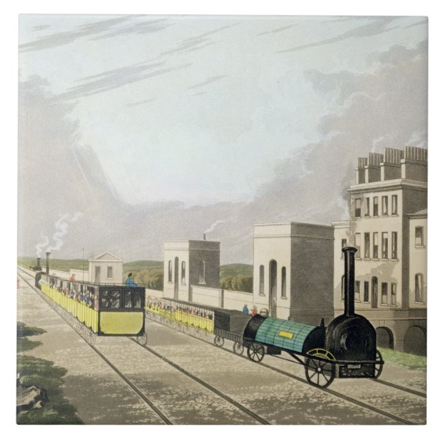 View of the Manchester and Liverpool Railway, take Ceramic Tile (Front)