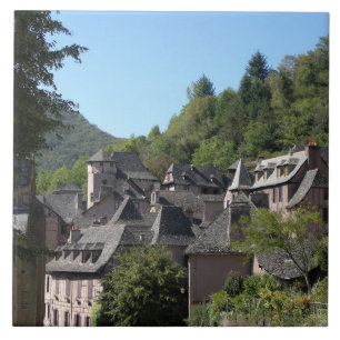 View of the medieval village (photo) ceramic tile