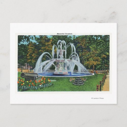 View of the Memorial Fountain Vassar College Postcard