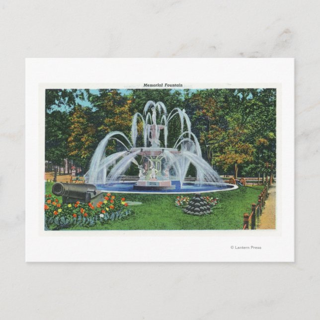 View of the Memorial Fountain, Vassar College Postcard (Front)
