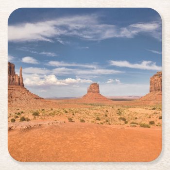 View Of The Mittens  Monument Valley Square Paper Coaster by usdeserts at Zazzle