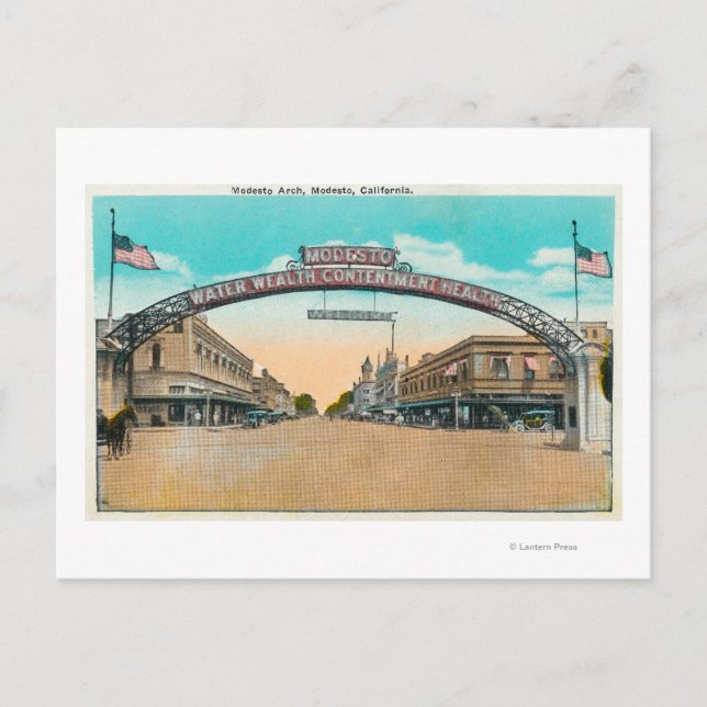 View of the Modesto Welcoming ArchModesto, CA Postcard (Front)