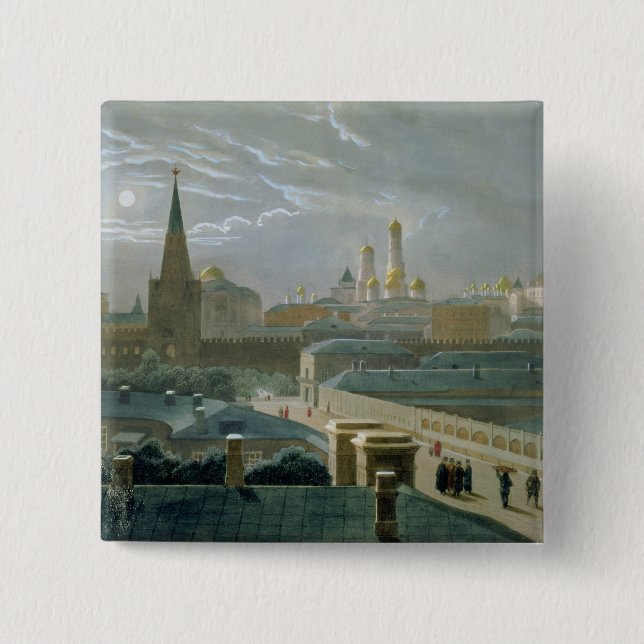 View of the Moscow Kremlin, 1840's Pinback Button (Front)