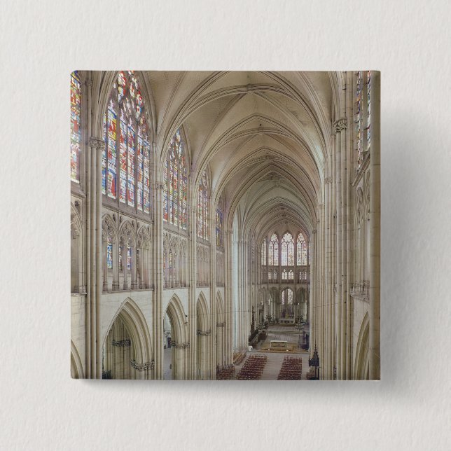 View of the nave and the choir pinback button (Front)