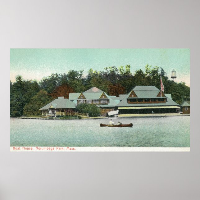 View of the Norumbega Park Boat House Poster (Front)