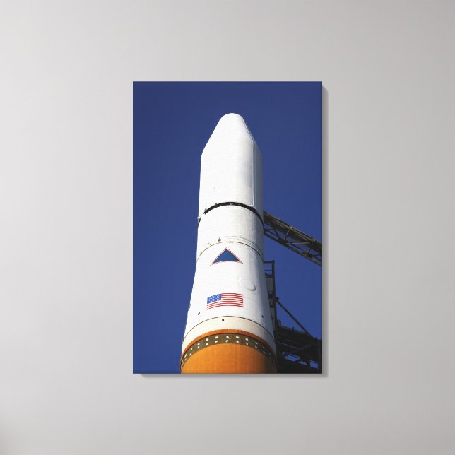 View of the nose cone of the Delta IV rocket Canvas Print (Front)