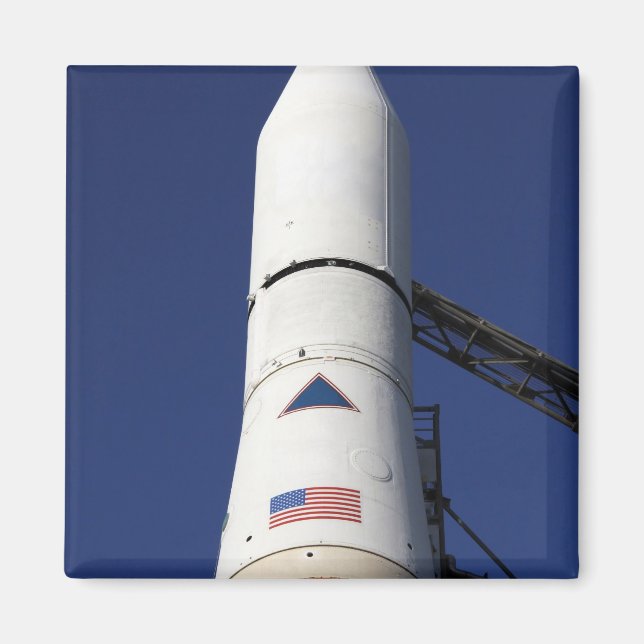 View of the nose cone of the Delta IV rocket Magnet (Front)