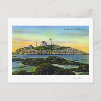 View Of The Nubble Lighthouse At York Beach Postcard by LanternPress at Zazzle