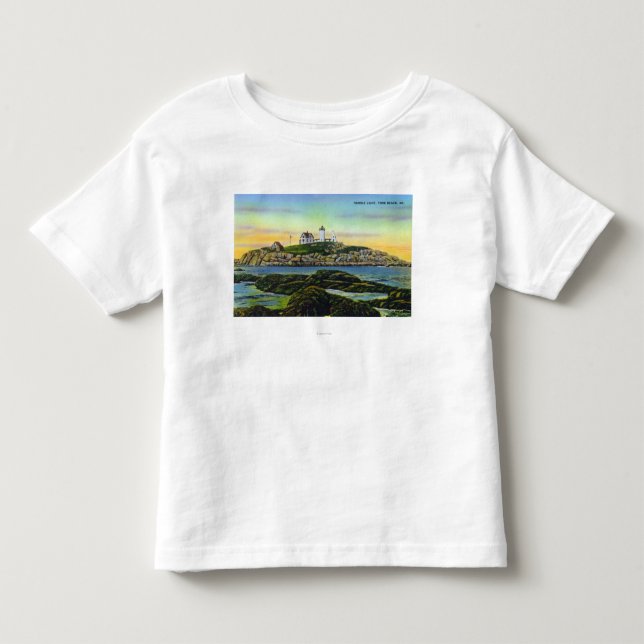 View of the Nubble Lighthouse at York Beach Toddler T-shirt (Front)