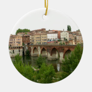 View of the old bridge (photo) ceramic ornament