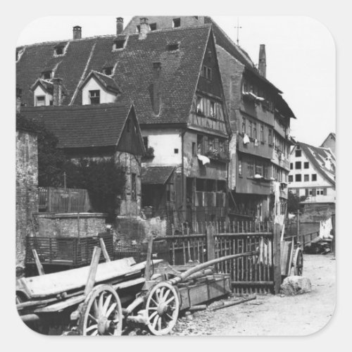 View of the Old Quarter Ulm c1910 Square Sticker