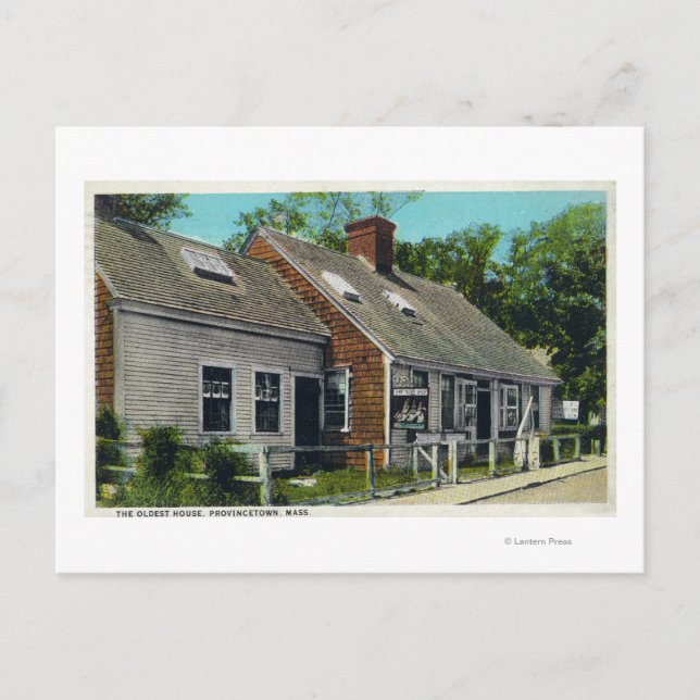 View of the Oldest House in Town Postcard (Front)