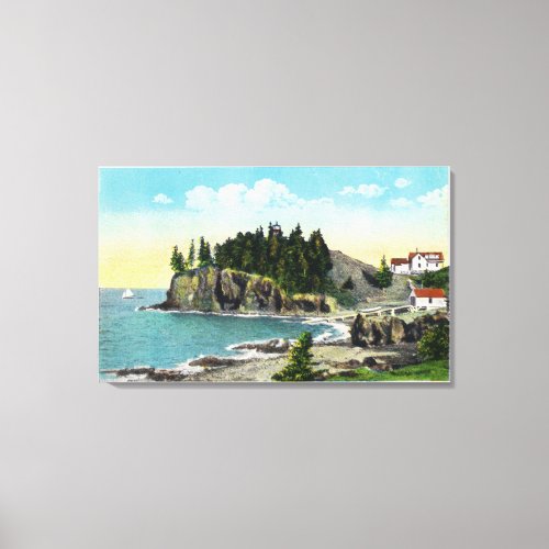 View of the Owls Head Lighthouse and Owls Rock Canvas Print