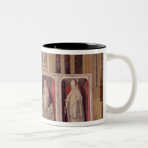 View of the panels of the closed altarpiece Two_Tone coffee mug