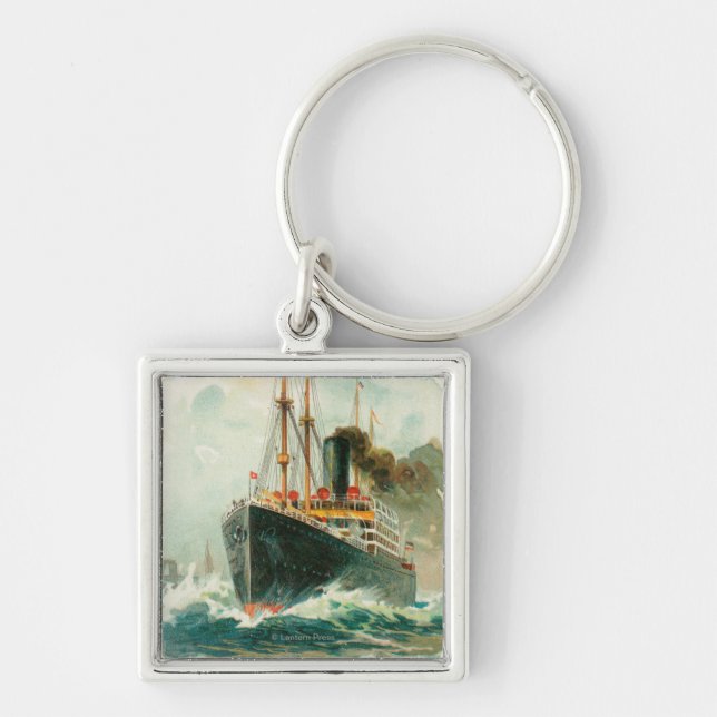 View of the Patricia at Sea, Hamburg-America Keychain (Front)