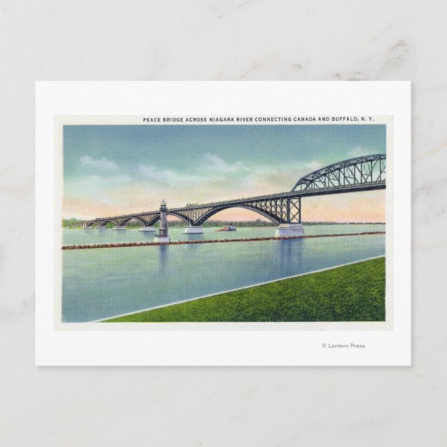 View of the Peace Bridge over Niagara River Postcard (Front)