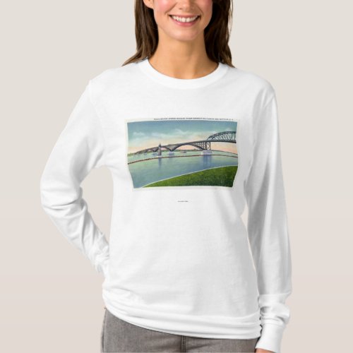 View of the Peace Bridge over Niagara River T_Shirt