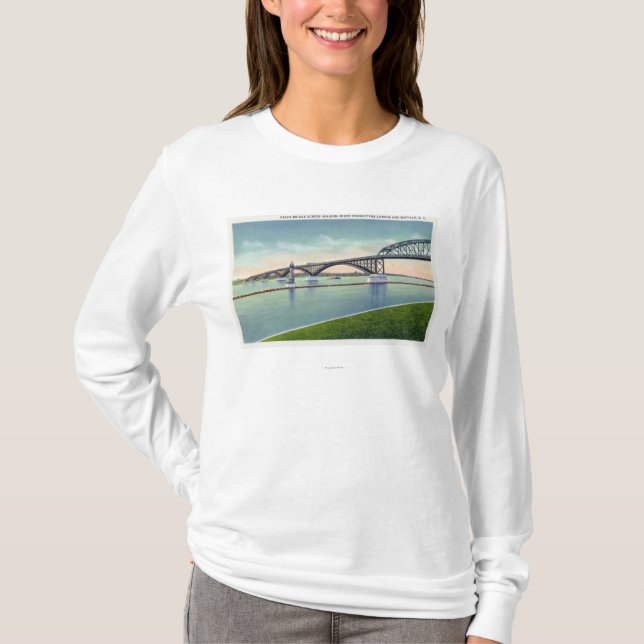 View of the Peace Bridge over Niagara River T-Shirt (Front)