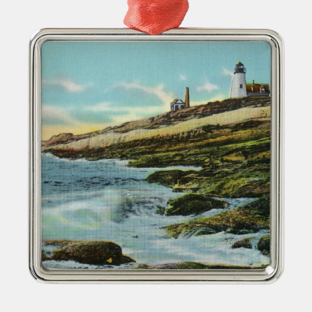 View of the Pemaquid Lighthouse Metal Ornament (Front)