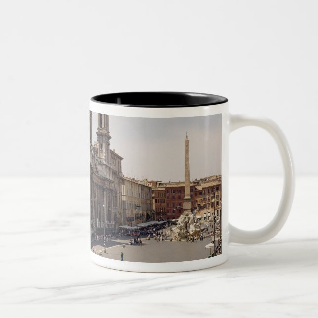 View of the piazza Two-Tone coffee mug (Right)