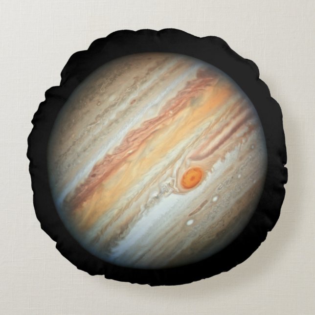 View of the Planet Jupiter (Hubble Telescope) Round Pillow (Front)